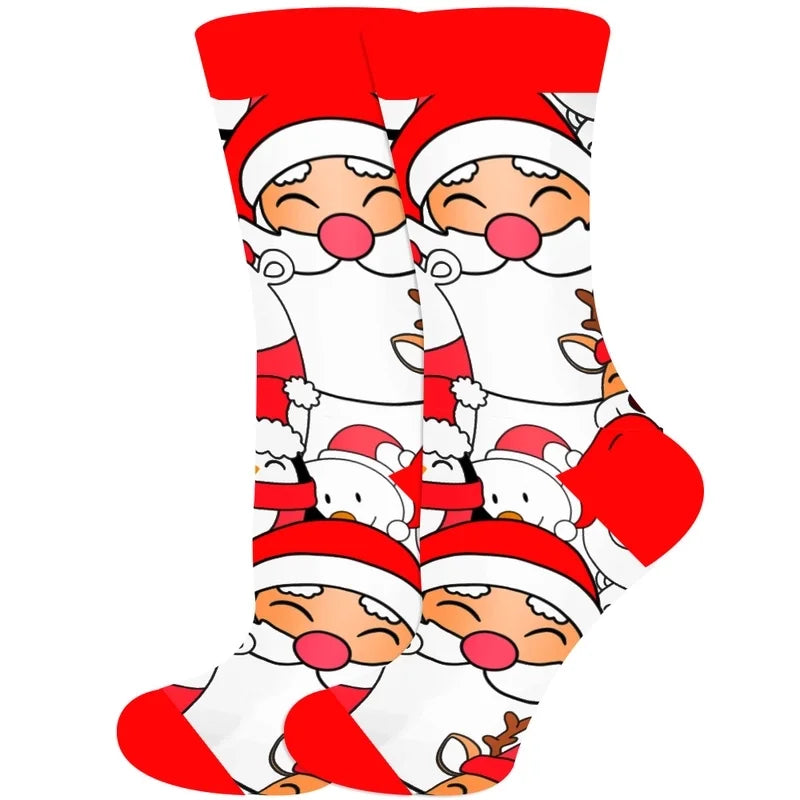 Christmas Cute Unisex Santa Claus Christmas Socks Snowflake Cotton Crew Socks 20 Pairs Per Pack