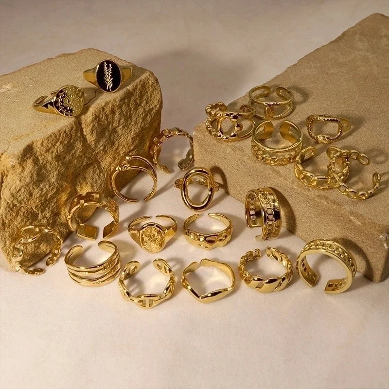 Minimalist U Shape Titanium Steel Plating 18k Gold Plated Open Ring