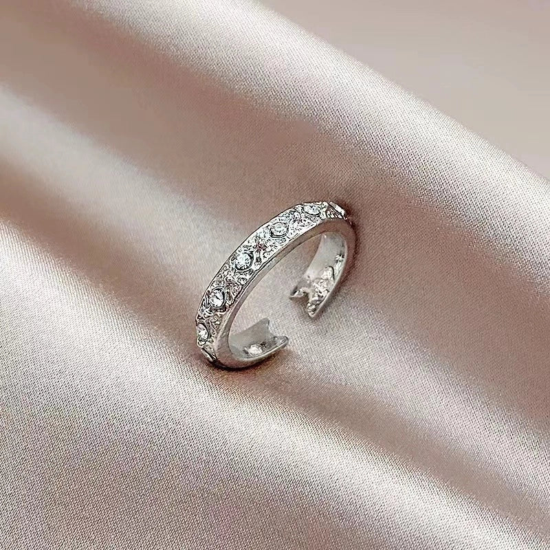 Minimalist Heart Shape Flower Bow Knot Copper Inlay Artificial Pearls Opal Zircon Rings