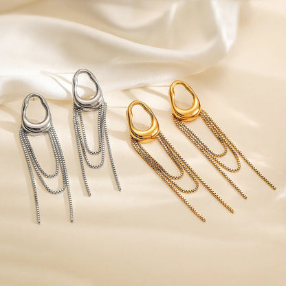 Minimalist Irregular Geometric Stainless Steel Drop Earrings