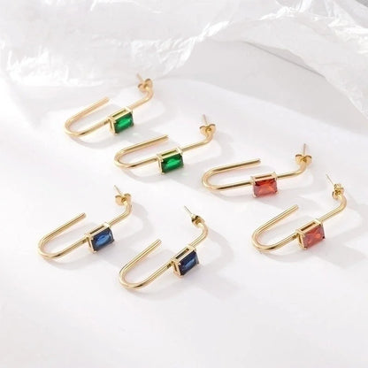 1 Pair Classic Style Geometric Plating Inlay 304 Stainless Steel Zircon Gold Plated Earrings