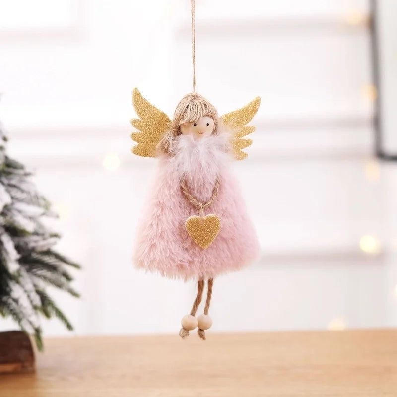 Christmas Cute Angel Heart Shape Plush Party Hanging Ornaments