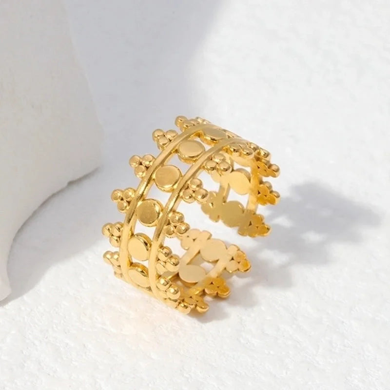 304 Stainless Steel 18K Gold Plated Minimalist Geometric Solid Color Open Rings