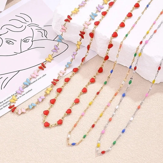 Best Seller In Europe And America 304 Stainless Steel Oil Dripping Lips Love Butterfly Necklace