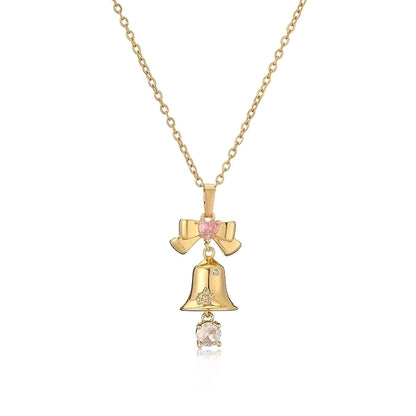 Copper Plating Inlay Christmas Hat Christmas Tree Santa Claus Zircon Pendant Necklace