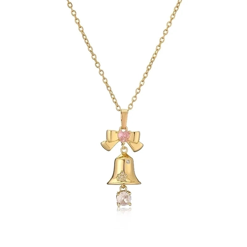 Copper Plating Inlay Christmas Hat Christmas Tree Santa Claus Zircon Pendant Necklace