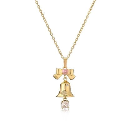 Copper Plating Inlay Christmas Hat Christmas Tree Santa Claus Zircon Pendant Necklace