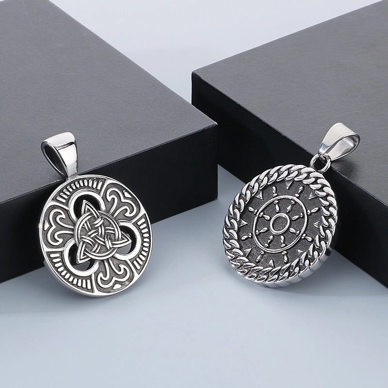 1 Piece 304 Stainless Steel Witches Knot Anchor Skull Pendant Chain Pendant Necklace