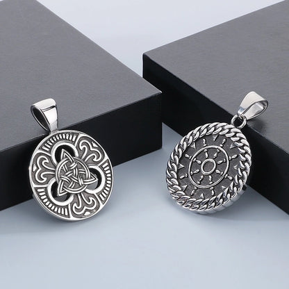 1 Piece 304 Stainless Steel Witches Knot Anchor Skull Pendant Chain Pendant Necklace