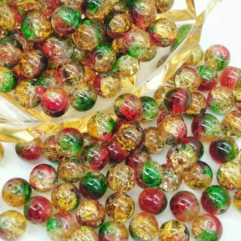 50 PCS/Package Diameter 10mm Diameter 8mm Glass Crackle Glass Beads Round Jewelry Accessories
