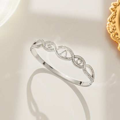 Letter Titanium Steel 18K Gold Plated Bangles