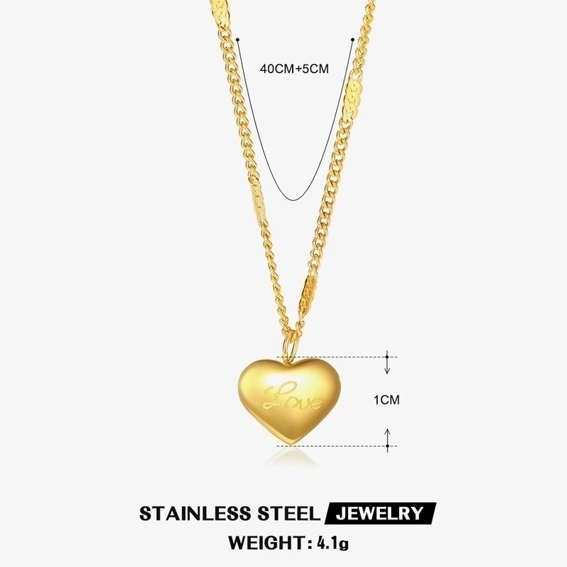 304 Stainless Steel 18K Gold Plated Minimalist Classic Style Plating Inlay Heart Shape Artificial Shell Rhinestones Pendant Necklace