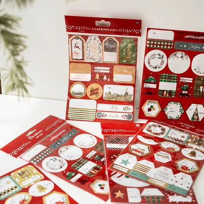 Christmas Cartoon Style Cute Christmas Tree Wreath PVC Self-adhesive Holiday Daily Gift Stickers Gift Wrapping Supplies