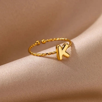 Casual Minimalist Letter 304 Stainless Steel 18K Gold Plated Open Rings