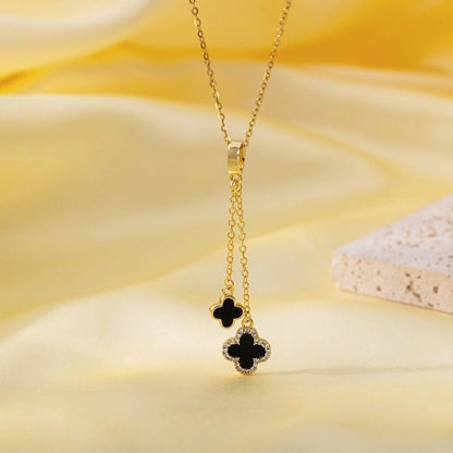 Titanium Steel Copper Plating Heart Shape Flower Bow Knot Pendant Necklace