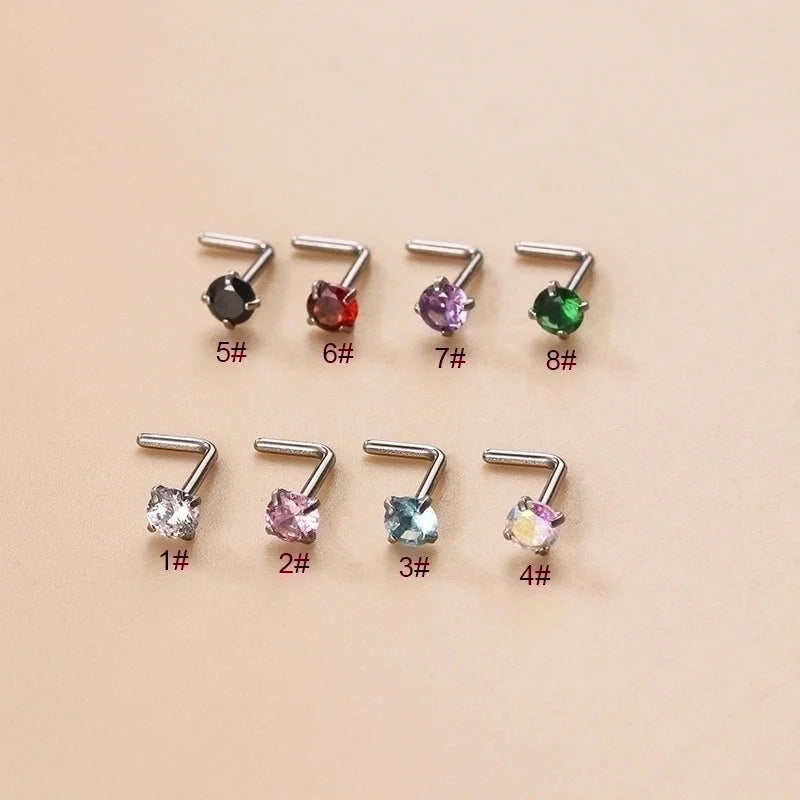 1 Piece Nose Rings & Studs Fashion Geometric 316L Stainless Steel Zircon