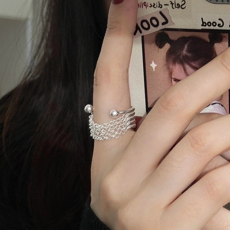 Minimalist Flower Rectangle Brass Plating White Gold Plated Open Rings