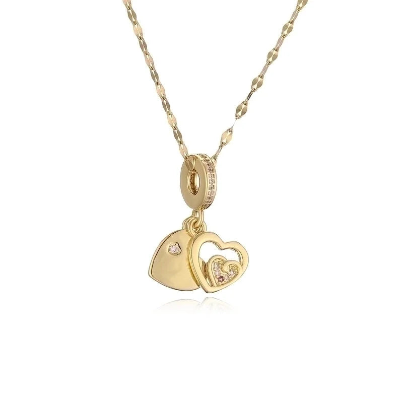 Ig Style Minimalist Animal Key Copper Plating Inlay Zircon Gold Plated Pendant Necklace