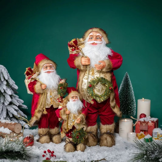 Xintean Santa Claus Doll Golden Lock Edge Red Backpack Santa Claus Ornaments Cross-border Christmas Supplies