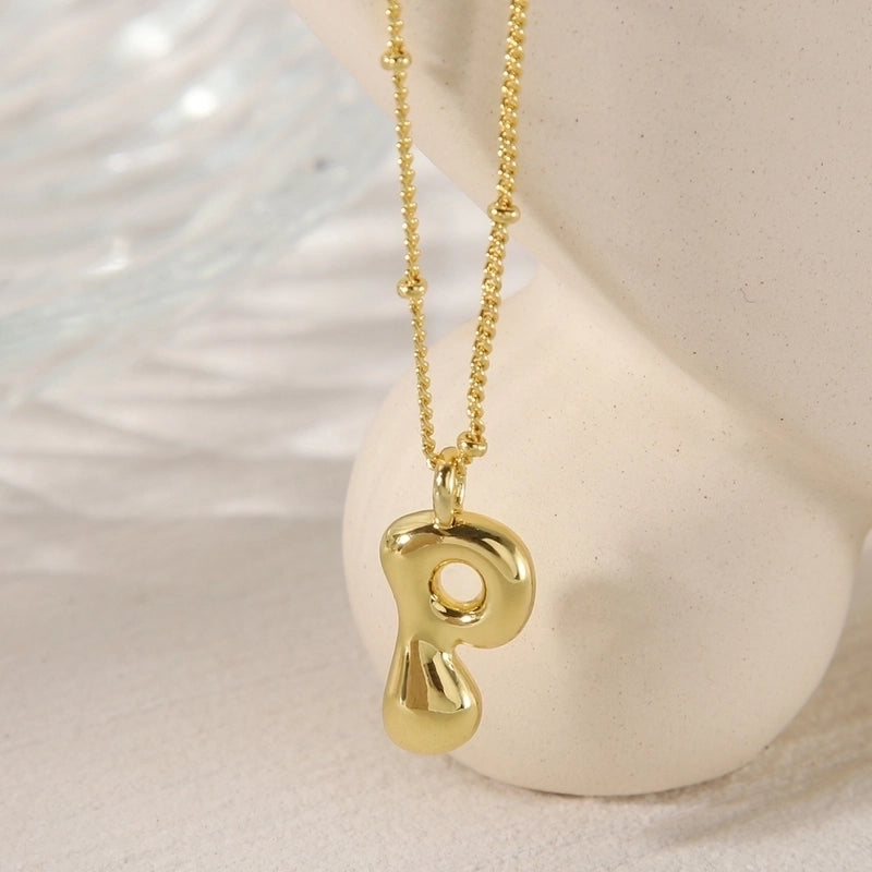 Copper 14K Gold Plated Letter Pendant Necklace