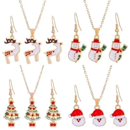 Christmas Classic Style Christmas Hat Christmas Tree Santa Claus Alloy Enamel Plating Inlay Artificial Rhinestones 18k Gold Plated Gold Plated Women's Earrings Necklace