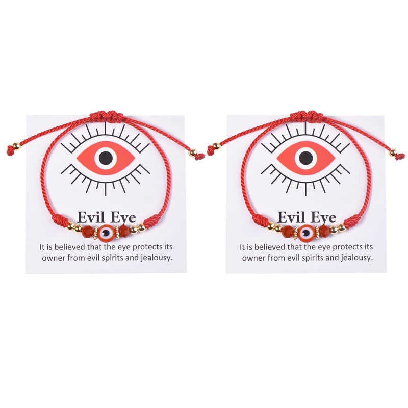 Evil Eye Bracelet Evil Eye Girl Gift Crystal Beads Woven Bracelet Red Devil Eye Bracelet