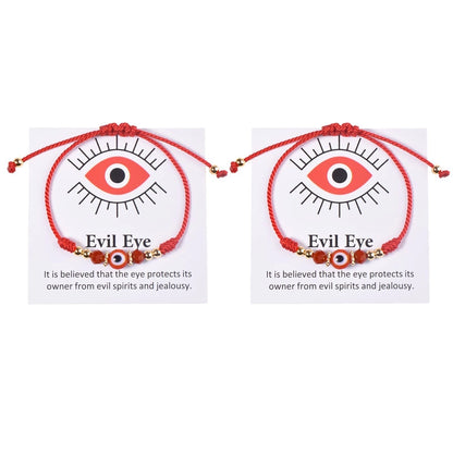 Evil Eye Bracelet Evil Eye Girl Gift Crystal Beads Woven Bracelet Red Devil Eye Bracelet