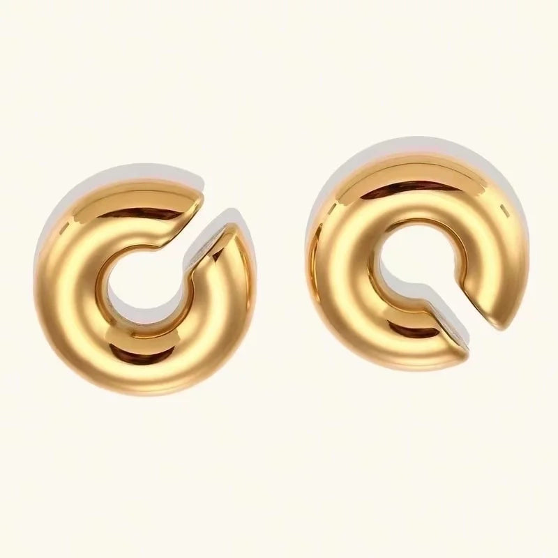 1 Piece Minimalist Solid Color Plating Stainless Steel Gold Plated Ear Cuffs