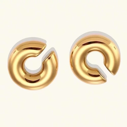 1 Piece Minimalist Solid Color Plating Stainless Steel Gold Plated Ear Cuffs