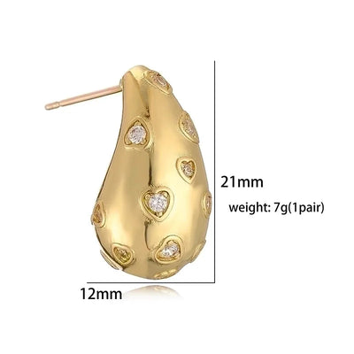 1 Pair Ig Style Casual Minimalist Water Droplets Plating Inlay Copper Zircon 18k Gold Plated Ear Studs