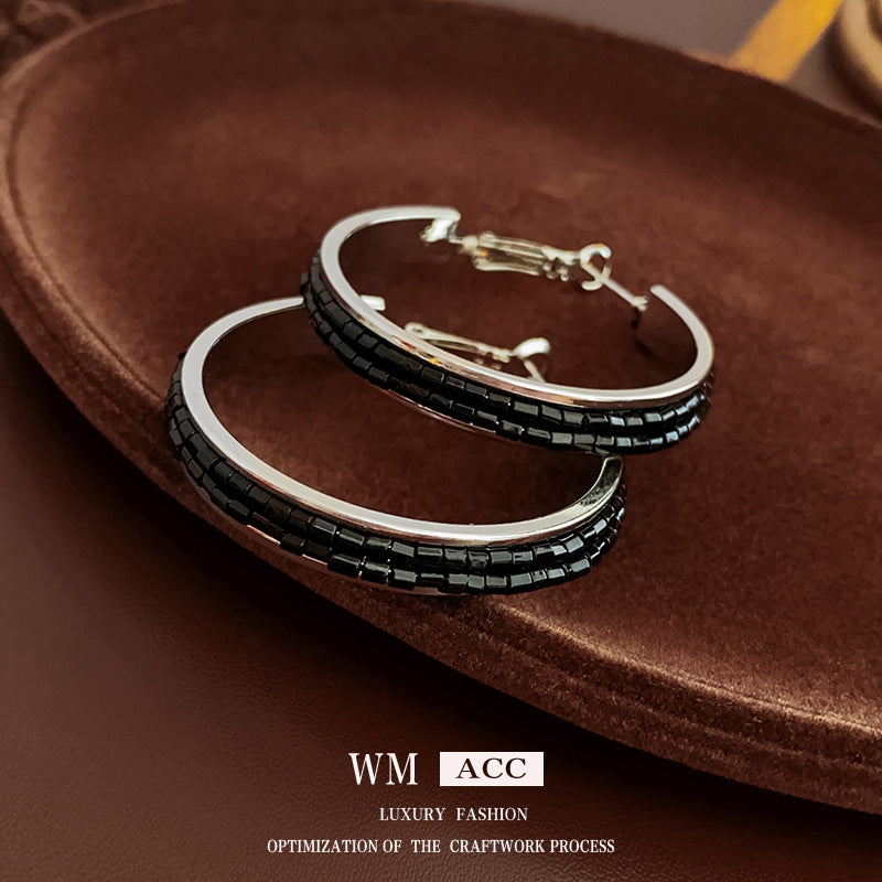 French Vintage Round Geometric Copper Electroplating Stud Earrings