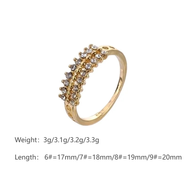 304 Stainless Steel 14K Gold Plated Elegant Inlay Geometric Zircon Rings