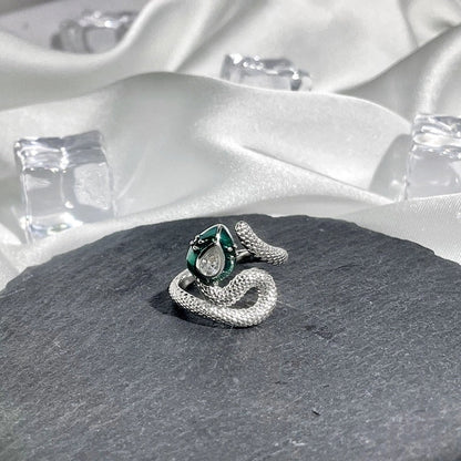 Hip-Hop Cool Style Snake Copper Plating Inlay Rhinestones Open Rings