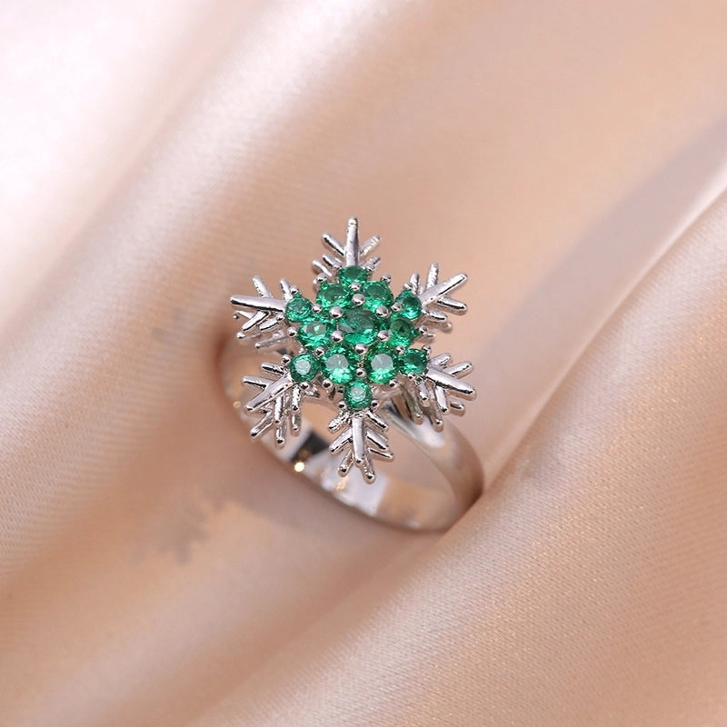 Casual Elegant Flower Copper Zircon Open Rings