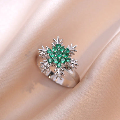 Casual Elegant Flower Copper Zircon Open Rings