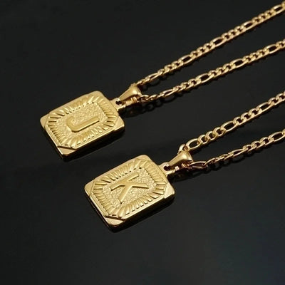 Fashion Letter Rectangle 304 Stainless Steel Titanium Steel 18K Gold Plated Gold Plated Pendant Necklace