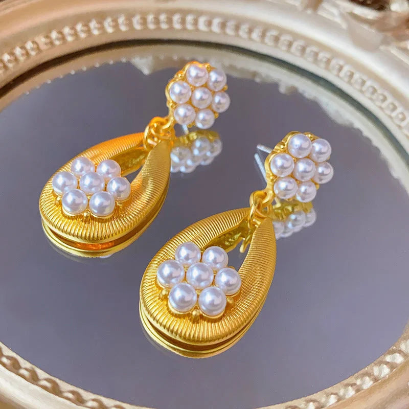 Mid-century Modern Round Geometric Copper Electroplating Earrings