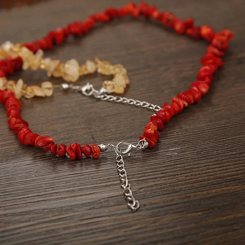 2 Pieces Ethnic Style Geometric Resin Beaded Natural Stone Necklace