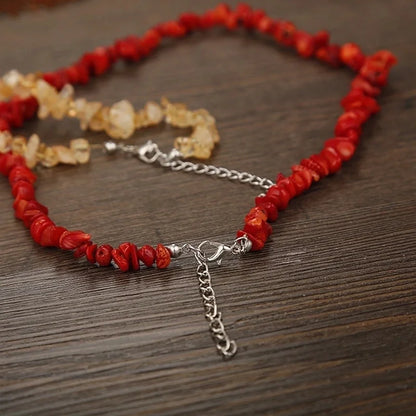 2 Pieces Ethnic Style Geometric Resin Beaded Natural Stone Necklace