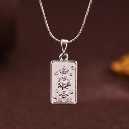 Vintage Style Minimalist Sun Moon Titanium Steel Copper Plating Pendant Necklace