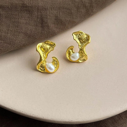 1 Pair Elegant Retro Geometric Freshwater Pearl Earrings