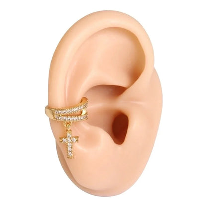 1 Piece Casual Modern Style Pentagram Cross Star Plating Inlay Copper Zircon 18K Gold Plated Ear Cuffs