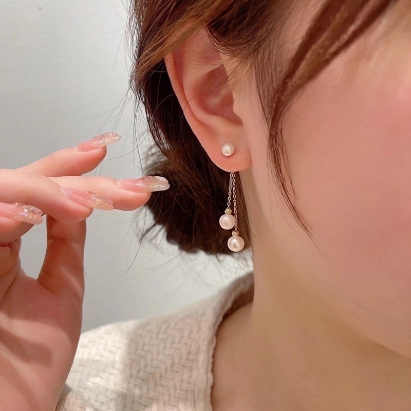 10 Pieces Minimalist Heart Shape Flower Bow Knot Imitation Pearl Alloy Rhinestone Irregular Women\'S Earrings 1 Pair