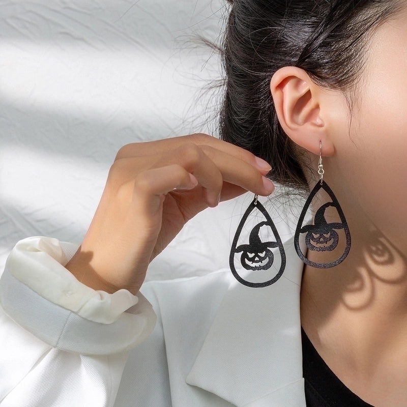 1 Pair Punk Water Droplets Pu Leather Drop Earrings