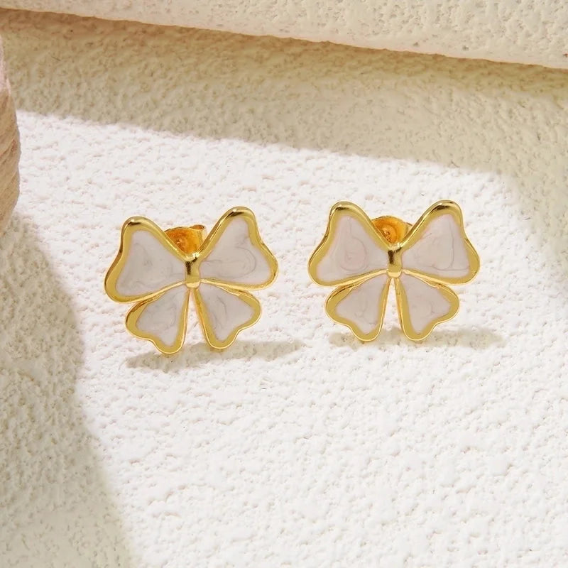 1 Pair Sweet Minimalist Bow Knot 304 Stainless Steel Imitation Gold Ear Studs