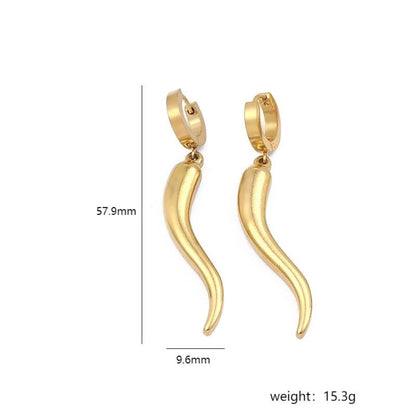 Stainless Steel 18K Gold Plated Minimalist Plating Chili Drop Earrings