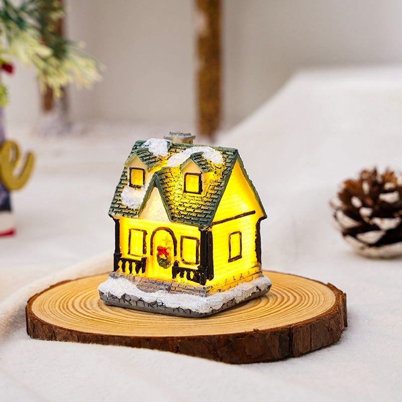 Christmas Small Ornaments Holiday Decorations Christmas Eve House Micro Landscape Luminous Desktop Window Scene Layout Gift