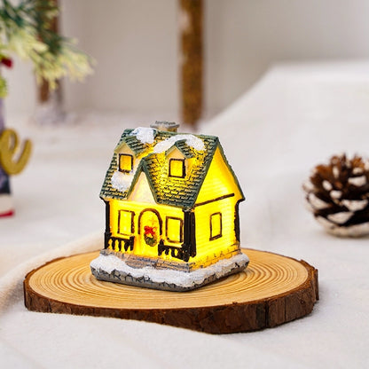 Christmas Small Ornaments Holiday Decorations Christmas Eve House Micro Landscape Luminous Desktop Window Scene Layout Gift
