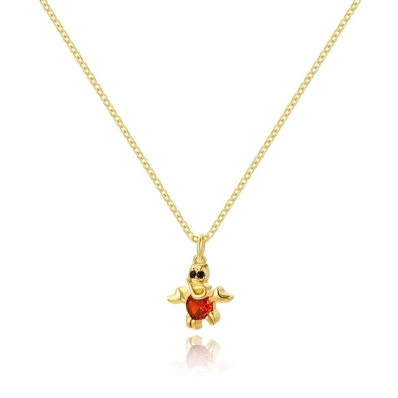 Cartoon Style Cartoon Character Copper Plating Inlay Zircon 18k Gold Plated Pendant Necklace