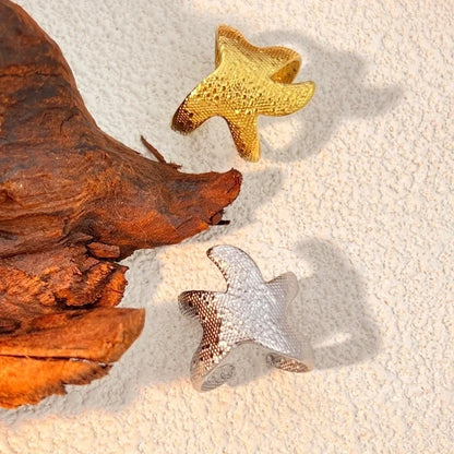 Casual Retro Starfish 304 Stainless Steel 18K Gold Plated Open Rings